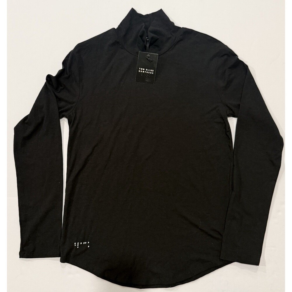Two Blind Brothers Turtleneck Women’s Med Black Bamboo Stretch Shirt Made In USA